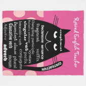 英語退職した先生フリースブランケット文法Cat フリースブランケット (正面(横))