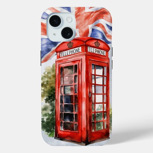 英語電話ボックスとフラグ Case-Mate iPhoneケース (裏面)