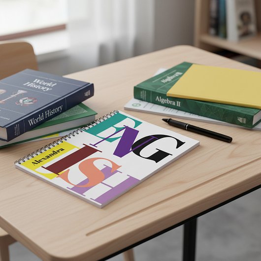 「英語」のカラフル パーソナライズされた ノートブック