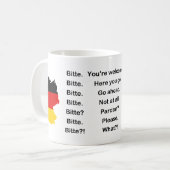英語 vs. ドイツ語 - Bitte と Please - マグカップ (正面左)
