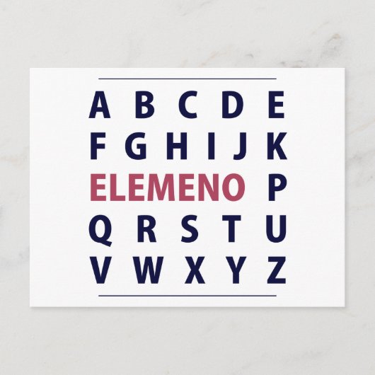 英語Alphapbet ELEMENOソング ポストカード (正面)