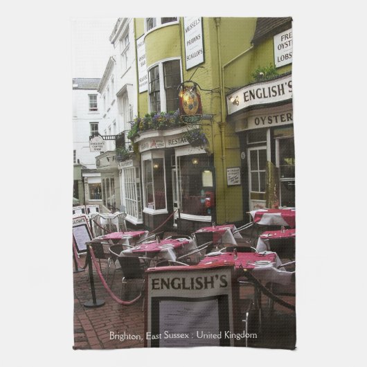 英語Eatery Alrey、Brighton (英国) Teatowel キッチンタオル (縦)
