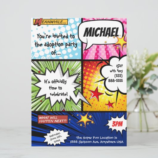 英雄の漫画本の採用のパーティー 招待状 (スタンド正面)