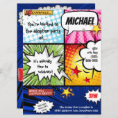 英雄の漫画本の採用のパーティー 招待状 (正面/裏面)