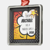 英雄の漫画本の採用、家族のギフト メタルオーナメント (左)