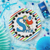 英雄の男の子の第4誕生日の紙皿 ペーパープレート (パーティー)