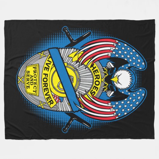 英雄はバッジ警察の記念物の永久に住んでいます フリースブランケット (正面(横))