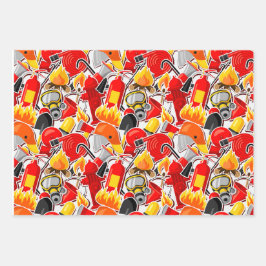 英雄をテーマにした消防士 ラッピングペーパーシート