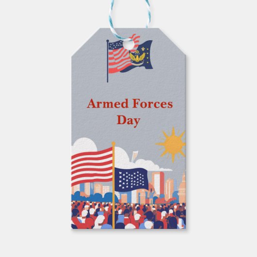 英雄を称える：軍隊の日のお祝い ギフトタグ (正面)