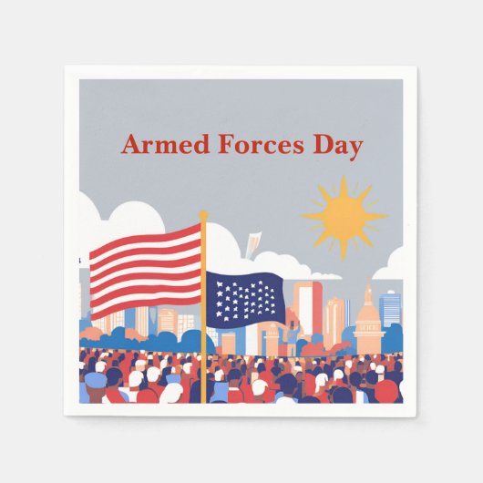 英雄を称える：軍隊の日のお祝い スタンダードカクテルナプキン (正面)