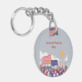 「英雄を讃える：軍隊の日のお祝い キーホルダー (正面左)