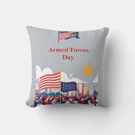 「英雄を讃える：軍隊の日のお祝い クッション (正面)