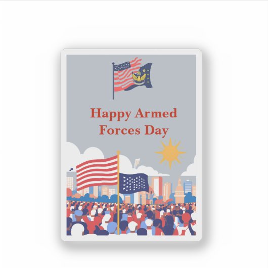 「英雄を讃える:軍隊の日のお祝い シール (正面)