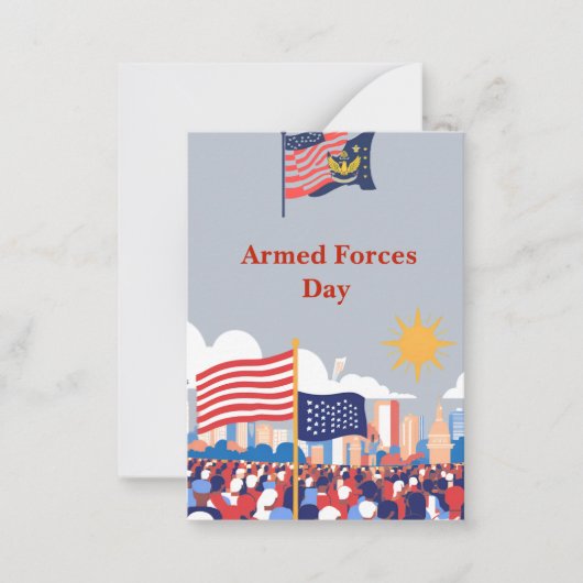 「英雄を讃える：軍隊の日のお祝い ノートカード (正面)