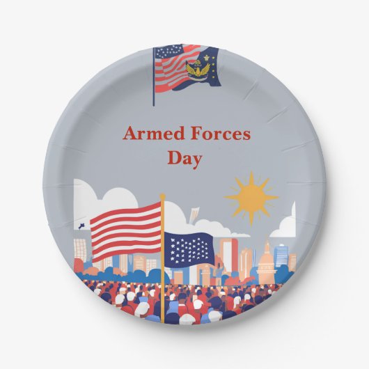 「英雄を讃える：軍隊の日のお祝い ペーパープレート (正面)