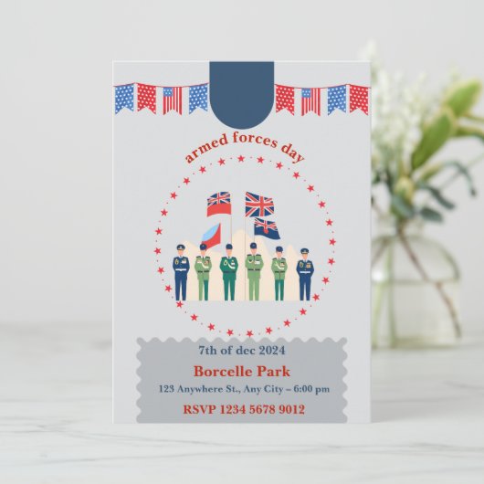 「英雄を讃える:軍隊の日のお祝い 招待状 (スタンド正面)