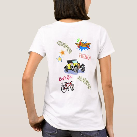 英雄型自転車用飛行機 Tシャツ (裏面)