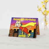 英雄猫の挨拶状 カード (黄色い花)