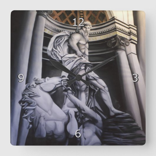 英雄的なギリシャ/ローマ場面 スクエア壁時計 (正面)