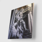 英雄的なギリシャ/ローマ場面 スクエア壁時計 (傾斜)