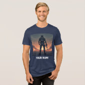 英雄的な兵士の背面Tシャツ トライブレンドTシャツ (正面全面)