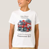 英雄的な消防士が街の炎を攻撃する Tシャツ (正面)