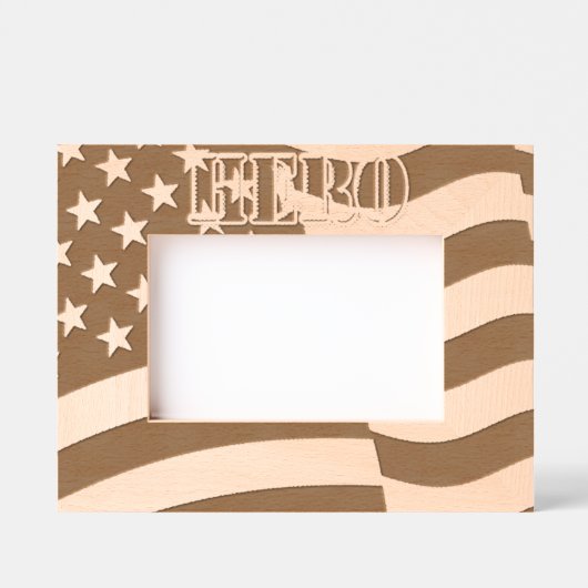 英雄米国国旗 レーザー彫刻フレーム (正面)