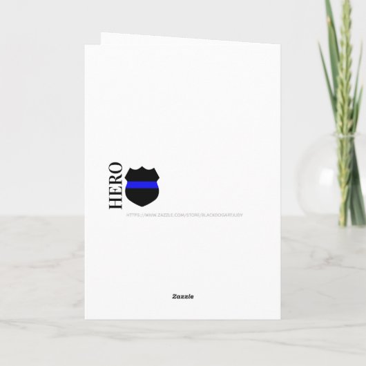 英雄薄型ブルーラインパーソナライズされた警察官 サンキューカード (裏面)