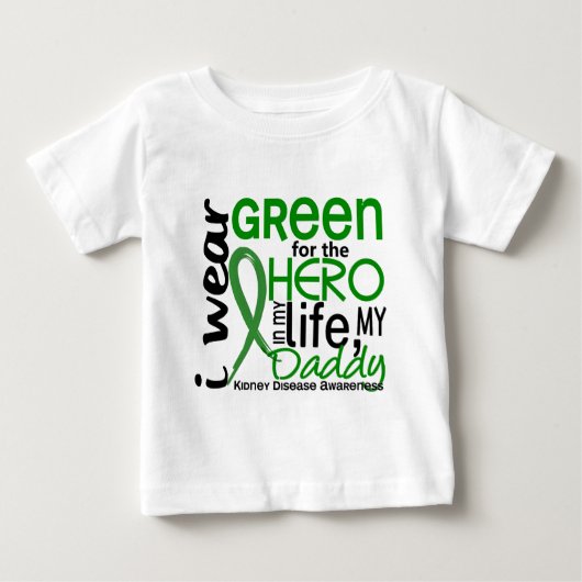 英雄2のお父さんの腎臓病のための緑 ベビーTシャツ (正面)