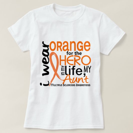 英雄2の叔母さんMSの多発性硬化のためのオレンジ Tシャツ (デザイン正面)