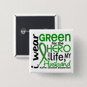 英雄2の夫の腎臓病のための緑 缶バッジ (正面&裏面)