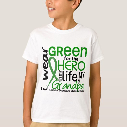 英雄2の祖父の腎臓病のための緑 Tシャツ (正面)