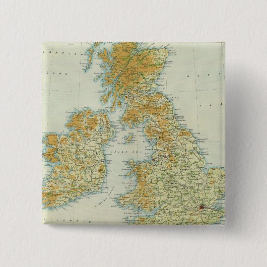 英領アイルの植生と気候図 缶バッジ (正面)
