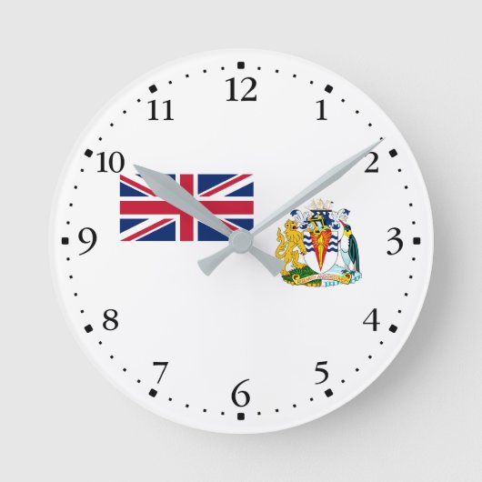 英領南極地域の旗 ラウンド壁時計 (正面)