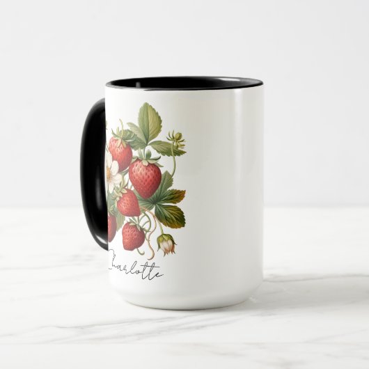 苺のカスタムネームマグ, 母の日, 誕生日 マグカップ (正面左)