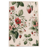 苺の模様の上にピンクのベリーの甘さ ミディアムペーパーバッグ (正面)
