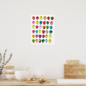 苺の甘さお洒落かわいい水色 ポスター (キッチン)