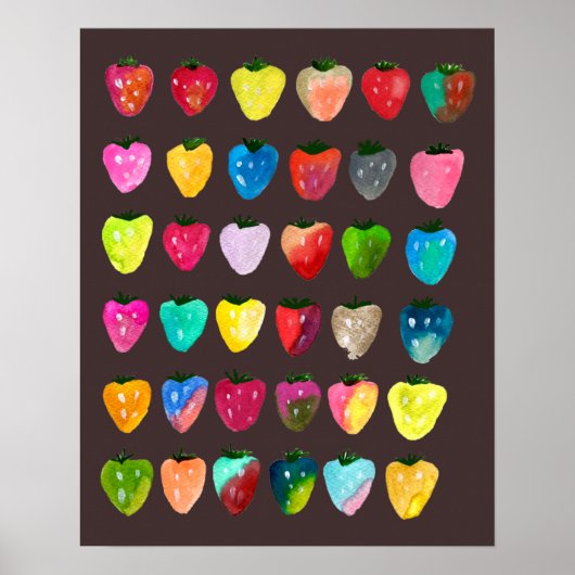 苺の甘さお洒落かわいい水色 ポスター (正面)