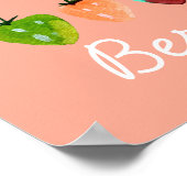 苺の甘さお洒落かわいい水色 ポスター (角)