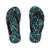 茂みにさくらんぼトマトをパターン化する キッズビーチサンダル (フットベッド)