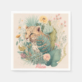 茂みのの後ろのヒョウカスタム スタンダードカクテルナプキン