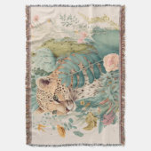 茂みのの後ろのヒョウカスタム スローブランケット (正面縦)