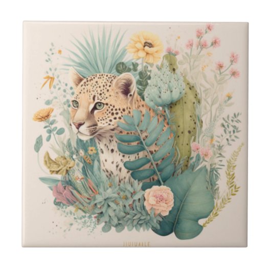 茂みのの後ろのヒョウカスタム タイル (正面)