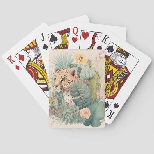 茂みのの後ろのヒョウカスタム トランプ (裏面)