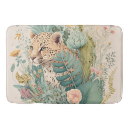 茂みのの後ろのヒョウカスタム バスマット