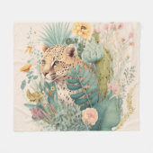 茂みのの後ろのヒョウカスタム フリースブランケット (正面(横))