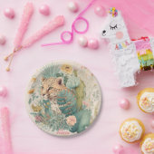 茂みのの後ろのヒョウカスタム ペーパープレート (パーティー)