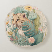 茂みのの後ろのヒョウカスタム ラウンドクッション (裏面)