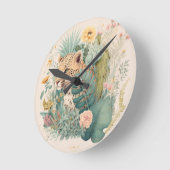 茂みのの後ろのヒョウカスタム ラウンド壁時計 (傾斜)