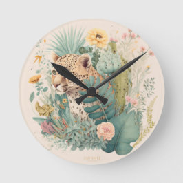 茂みのの後ろのヒョウカスタム ラウンド壁時計